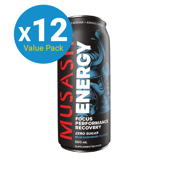 Musashi Energy Drink - Blue Raspberry 500ml (12-Pack)