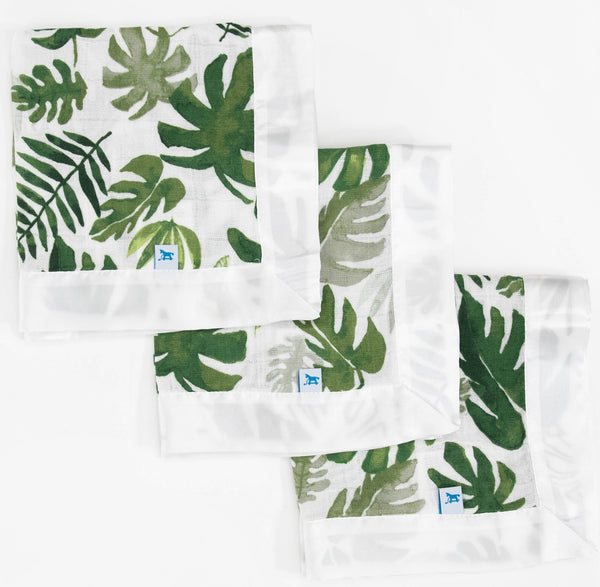 Little Unicorn: Muslin Security Blanket - Tropical Leaf (3 Pack)
