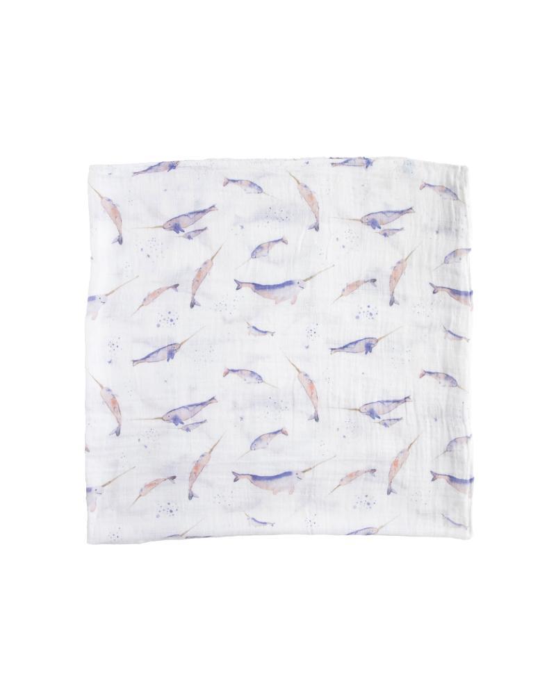 Little Unicorn - Single Cotton Muslin Swaddle - Narwhal