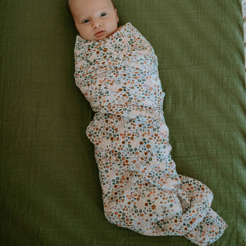 Little Unicorn: Single Cotton Muslin Swaddle - Pressed Petals