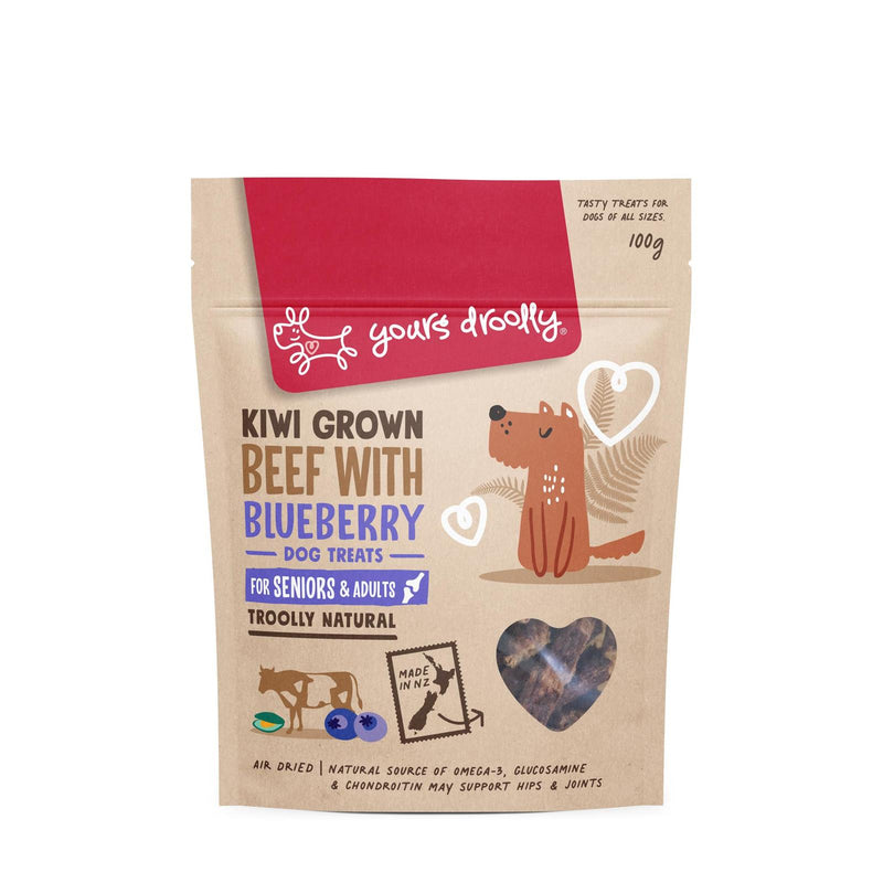 Yours Droolly: Kiwi Grown Dog Treats, Beef & Blueberry - 100g