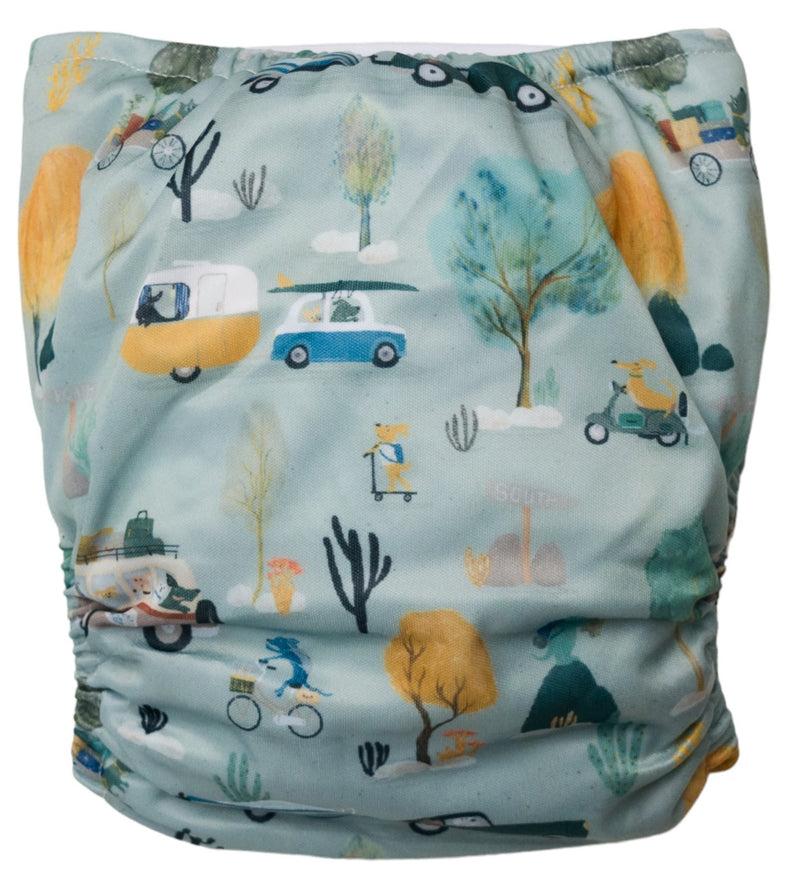 Nestling: Sassy Simple Nappy Complete - Dogs on Holiday (One Size)