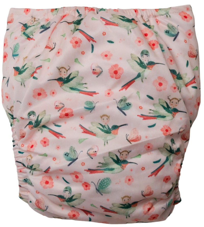 Nestling: Sassy Simple Nappy Cover - Pink Hummingbird
