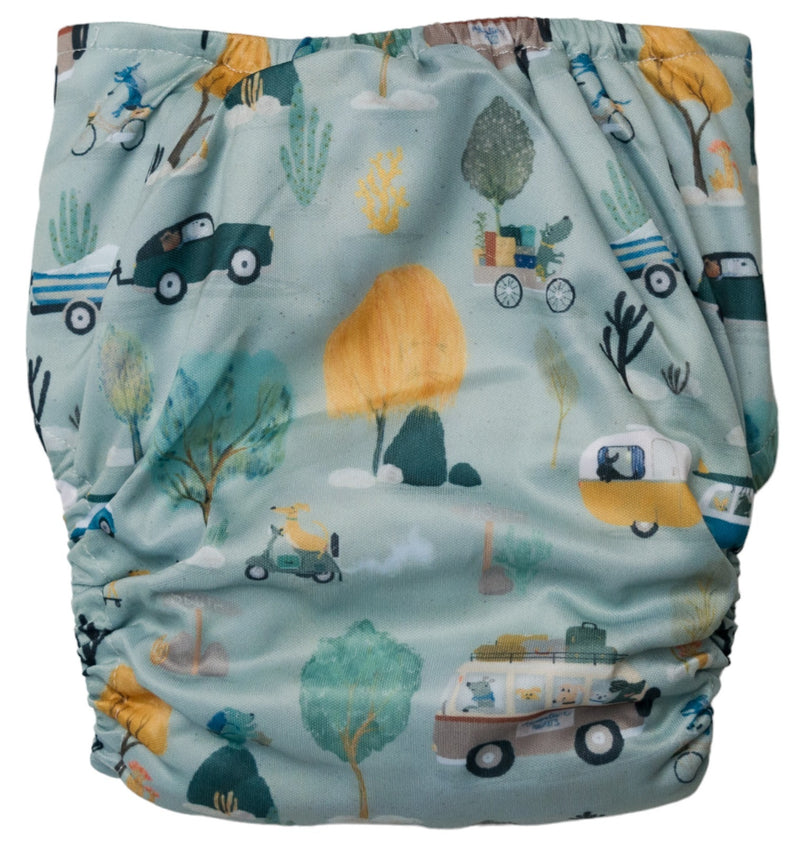 Nestling: Sassy Snap Nappy Cover - Dogs on Holiday