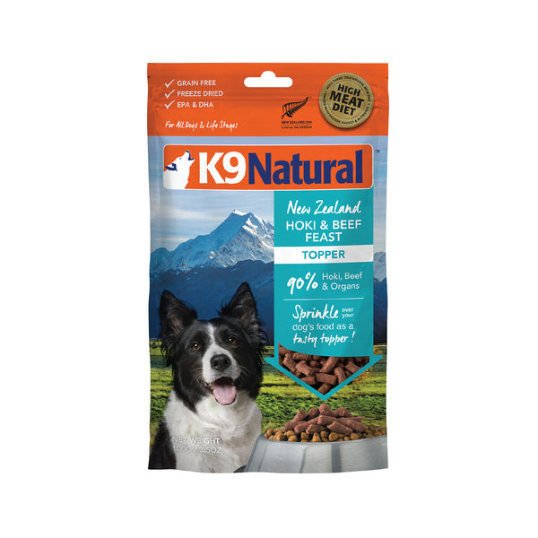 K9 Natural: Freeze-Dried Dog Food Topper Hoki & Beef 100g
