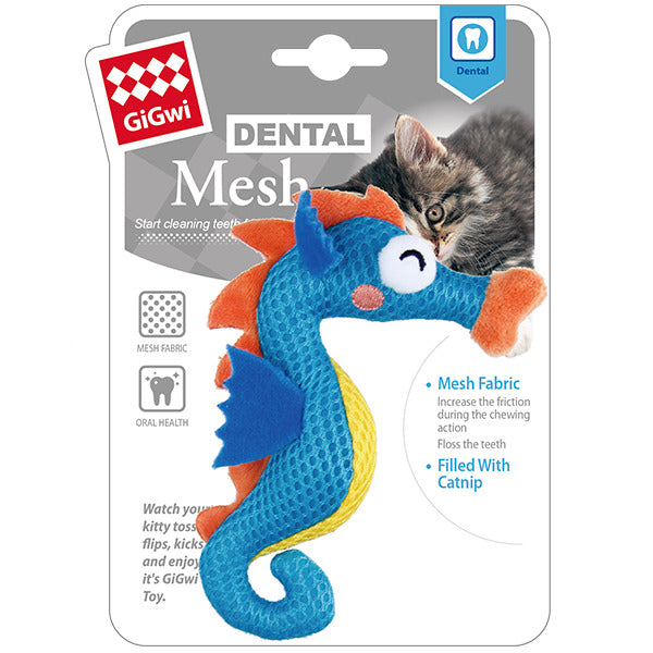 GiGwi: Dental Mesh, Catnip Cat Toy - Seahorse