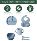 6-Piece Silicone Baby Feeding Set - Blue