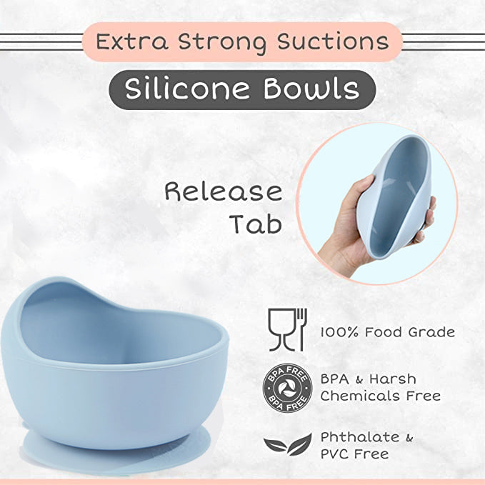 6-Piece Silicone Baby Feeding Set - Blue