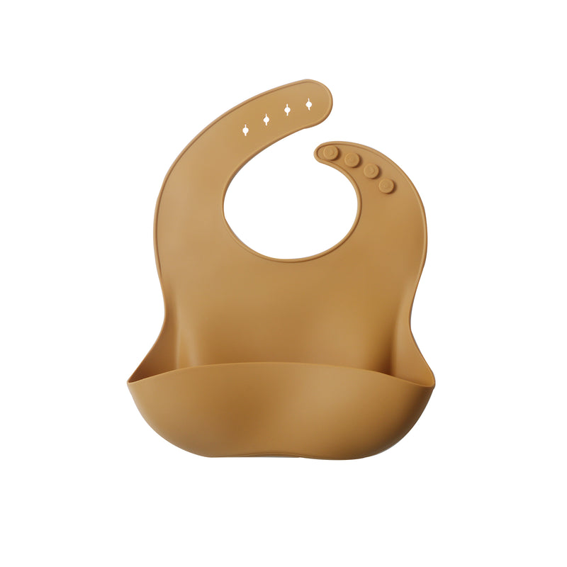 Baby Silicone Adjustable Bib - Brown