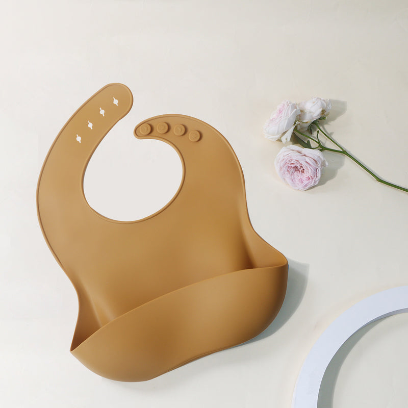 Baby Silicone Adjustable Bib - Brown