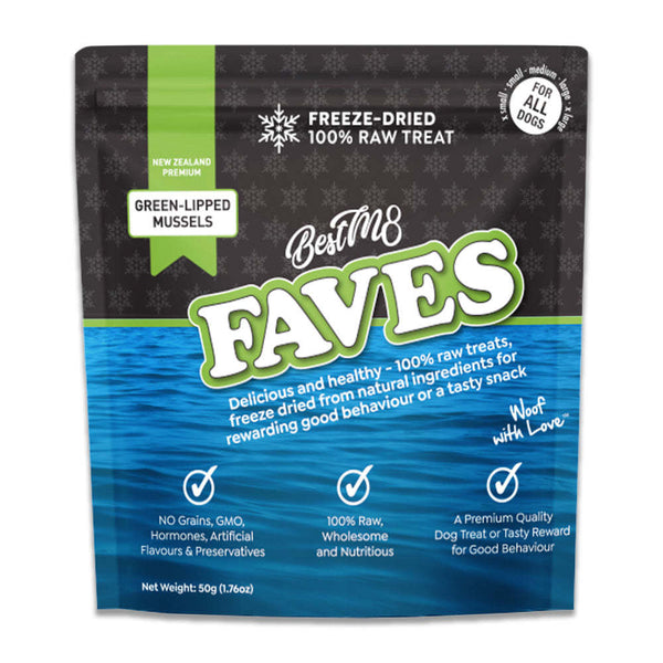 BestM8: Faves Freeze Green Lipped Mussels (50g)
