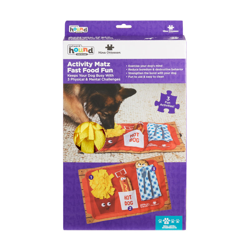 Outward Hound: Activity Matz Fast Food, Fun Dog Puzzle Mat - Multicolored