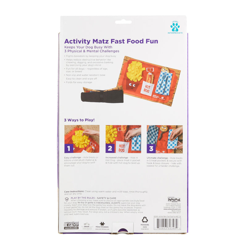 Outward Hound: Activity Matz Fast Food, Fun Dog Puzzle Mat - Multicolored