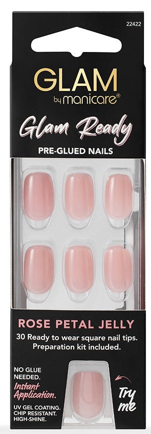 Glam: Ready Pre-Glued Nails - Rose Petal Jelly