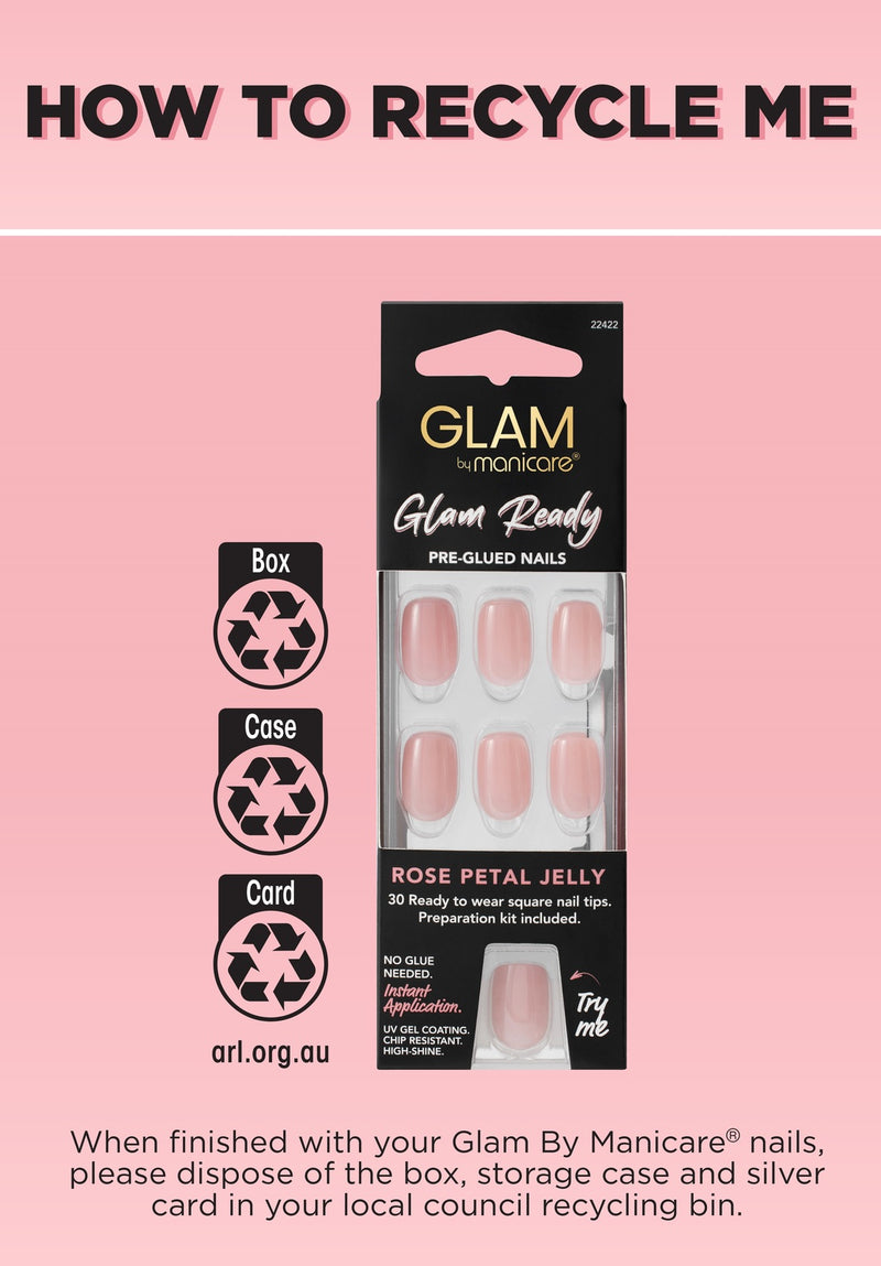 Glam: Ready Pre-Glued Nails - Rose Petal Jelly