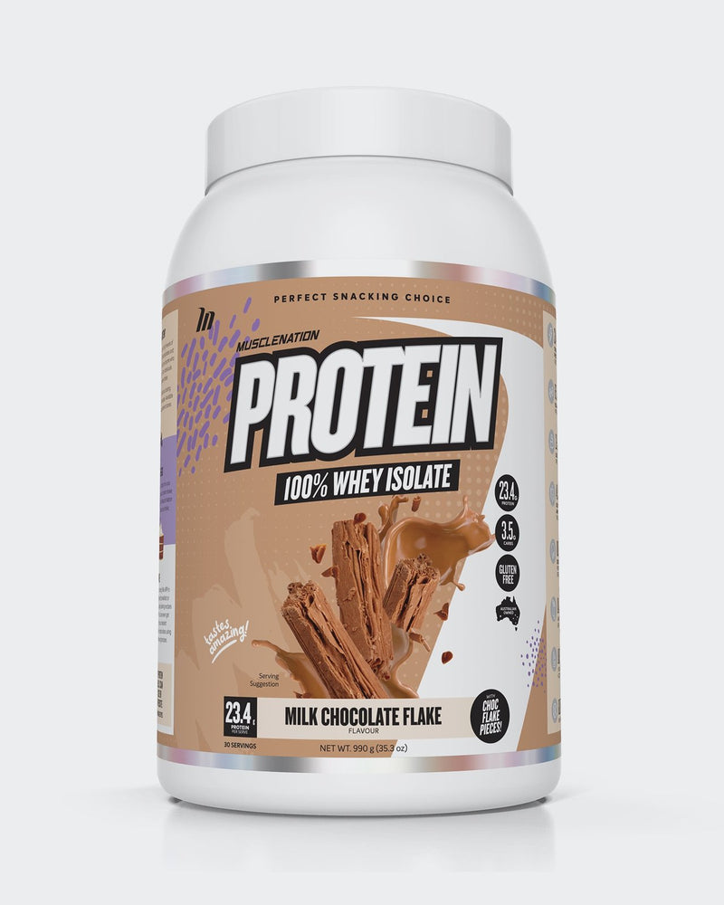 Muscle Nation Protein 100% Whey Isolate - Milk Chocolate Flake w/ Real Choc Flake Pieces