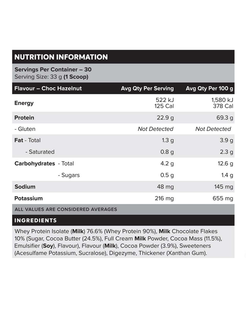 Muscle Nation Protein 100% Whey Isolate - Choc Hazelnut