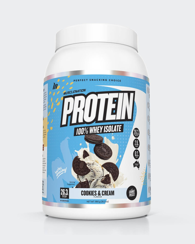 Muscle Nation Protein 100% Whey Isolate - Cookies & Cream w/ Real Cookie Pieces