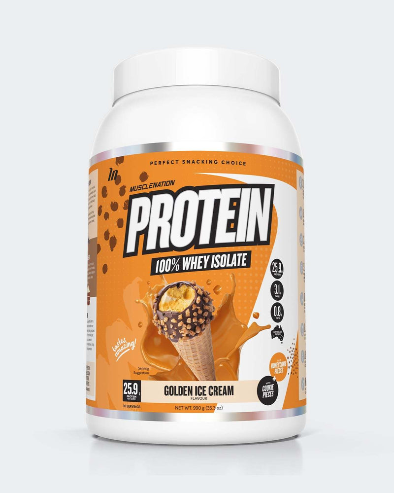 Muscle Nation Protein 100% Whey Isolate - Golden Ice Cream w/ Real Cookie & Honeycomb Pieces