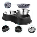 PETSWOL Dog Water and Food Bowls with Slow Feeder - Black