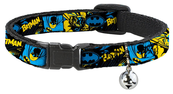 Batman: Poses And Logo Collage - Breakaway Cat Collar With Bell