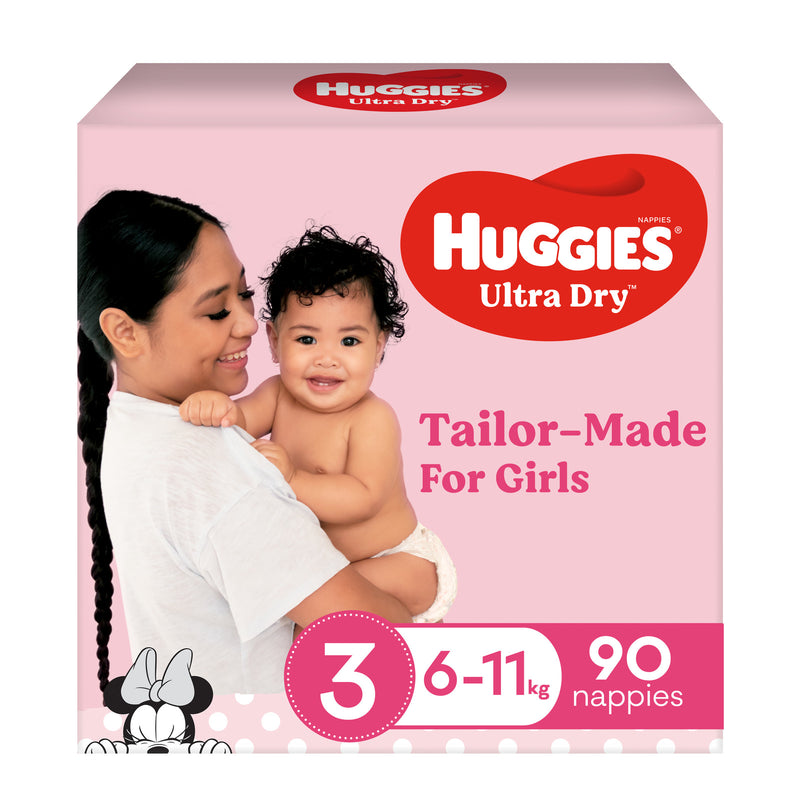 Huggies Ultra Dry Crawler Girl Nappies Jumbo Pack - Size 3 (90 Pack)