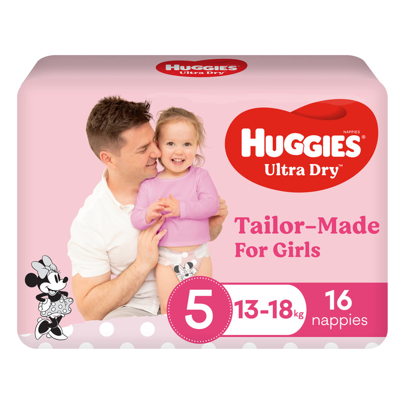 Huggies Ultra Dry Convenience Walker Girl Nappies - Size 5 (16 Pack)