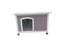 Zoomies Flat Roof Wooden Dog House - Medium ( White & Grey )