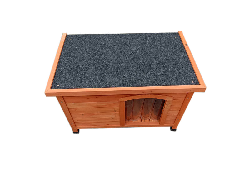 Zoomies Tilted Roof Wooden Dog House - Small (Natural)