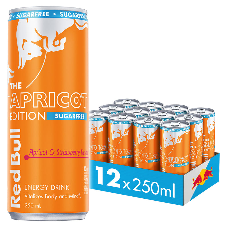 Red Bull Energy Drink, Apricot & Strawberry, Sugar Free 250ml (12 Pack)