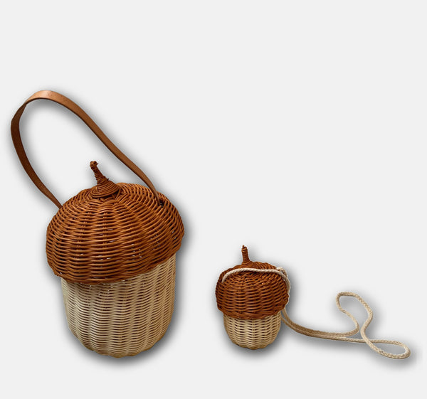 Nursery Set of 2 Rattan Acorn Storage Baskets