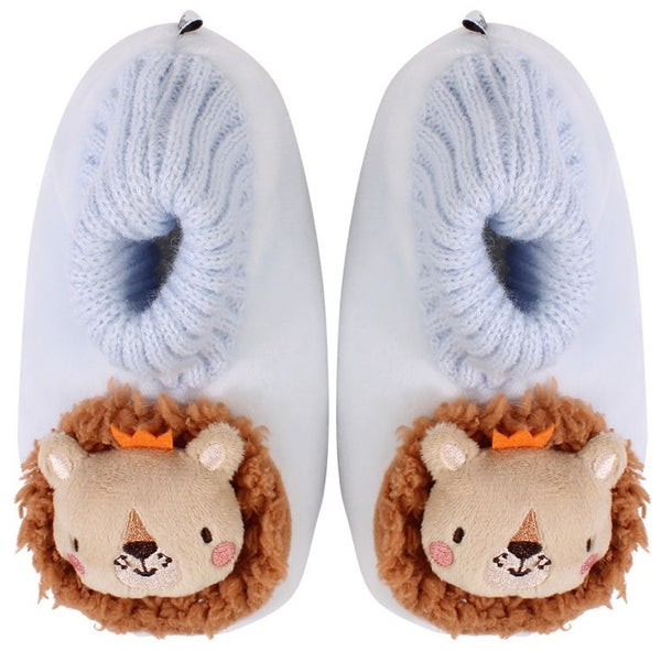 SnuggUps: Baby Animal Slippers - Lion (Small) in Blue