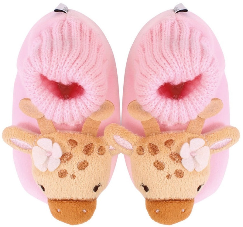 SnuggUps: Baby Animal Slippers - Giraffe (Medium) in Orange/Pink