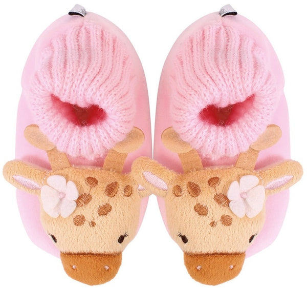 SnuggUps: Baby Animal Slippers - Giraffe (Large) in Orange/Pink