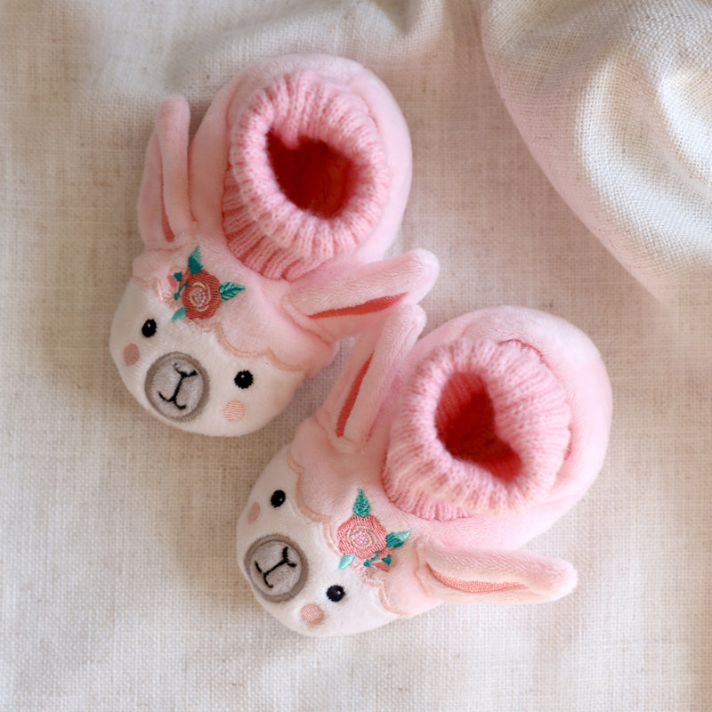 SnuggUps: Baby Animal Slippers - Llama (Medium) in Pink