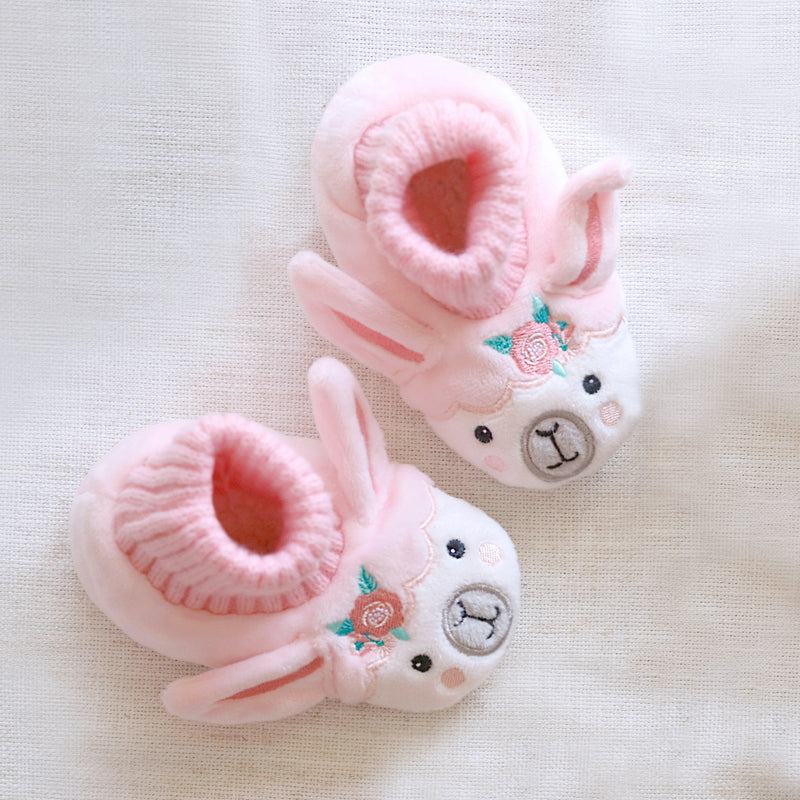 SnuggUps: Baby Animal Slippers - Llama (Medium) in Pink