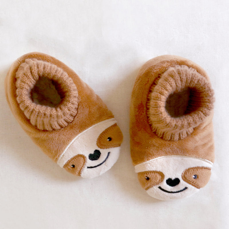 SnuggUps: Baby Animal Slippers - Sloth (Large) in Brown