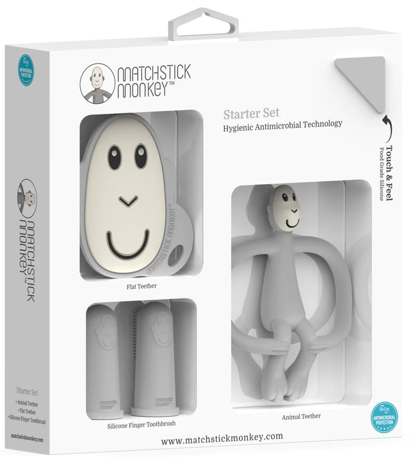 Matchstick Monkey: Teether Starter Set - Cool Grey