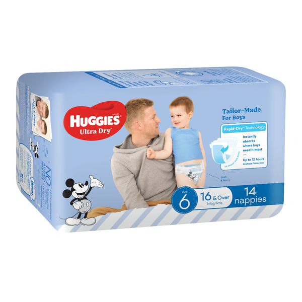 Huggies Ultra Dry Convenience Junior Boy Nappies - Size 6 (14 Pack)