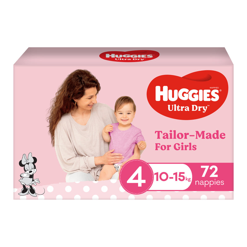 Huggies Ultra Dry Toddler Girl Nappies Jumbo Pack - Size 4 (72 Pack)