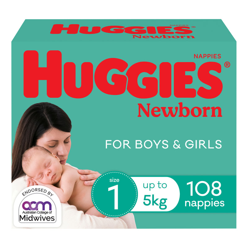 Huggies Newborn Jumbo Nappies - Size 1 (108 Pack)