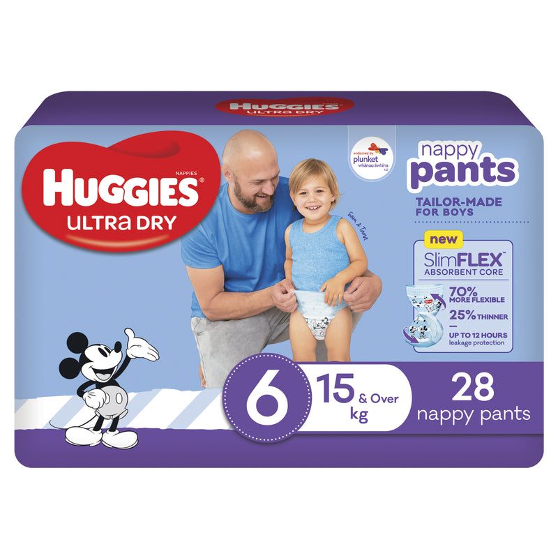 Huggies Ultra Dry Convenience Nappy Junior Boy Pants - Size 6 (28 Pack)