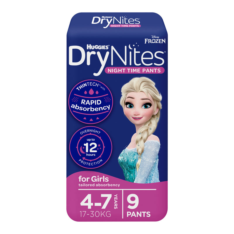 Huggies DryNites Night Time Girls Pants - 4-7 Years (9 Pack)