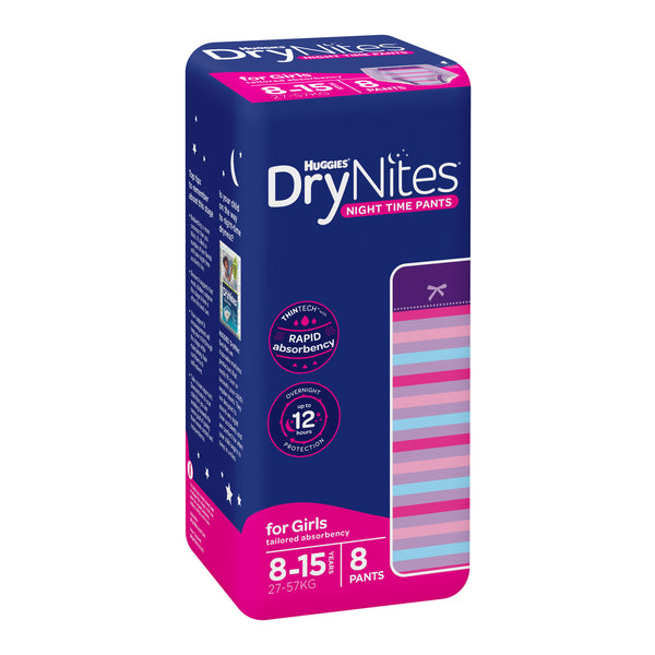 Huggies DryNites Night Time Girl Pants - 8-15 Years (8 Pack)