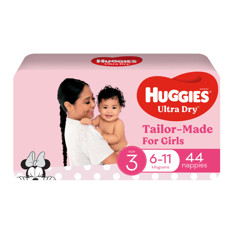 Huggies Ultra Dry Crawler Girl Nappies - Size 3 (44 Pack)