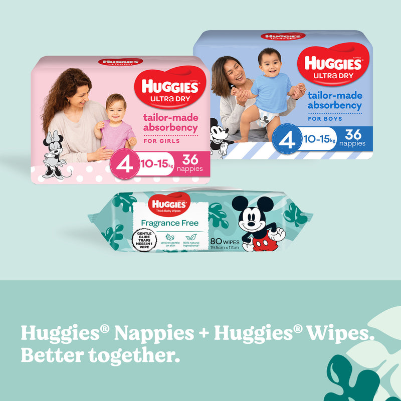 Huggies Baby Wipes - Fragrance Free (80 Wipes)