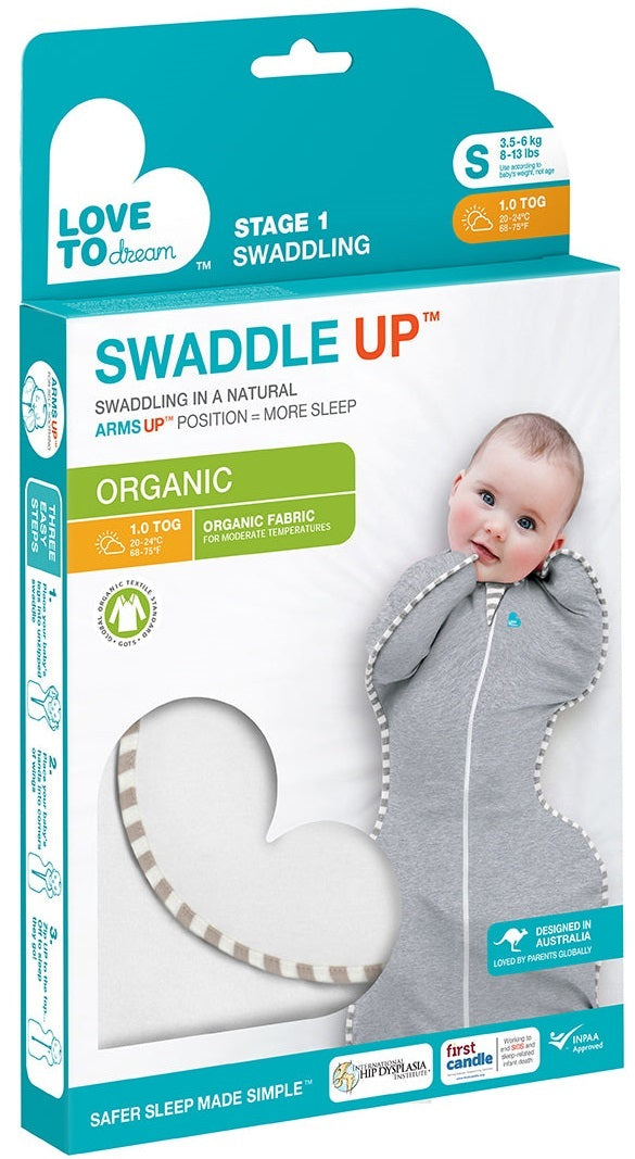 Love to Dream: Swaddle UP Organic 1.0 TOG - Cream (Medium) (Suitable for 6-8.5kg)