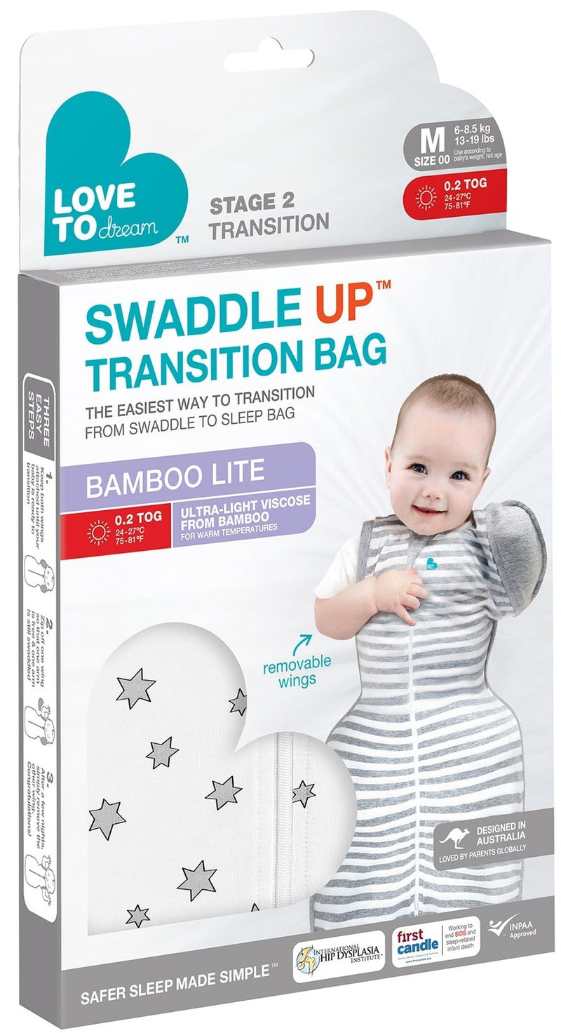 Love To Dream: Swaddle UP Transition Bag Bamboo Warm 0.2 TOG - Super Star (Medium) (Suitable for 6-8.5kg)