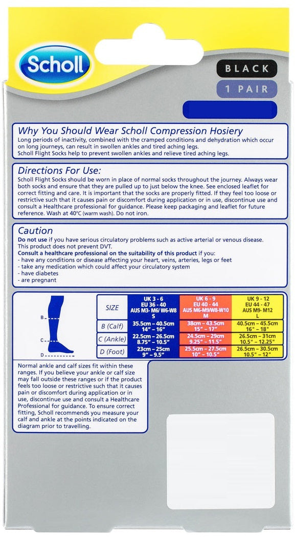 Scholl: Flight Socks Compression Hosiery - Black (Women's 8-11 Men's 6-9)