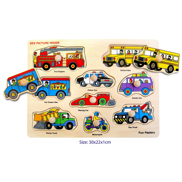 Fun Factory - Wooden Vehicles Knob Puzzle